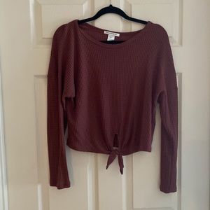 Waffle Knit Cropped Shirt